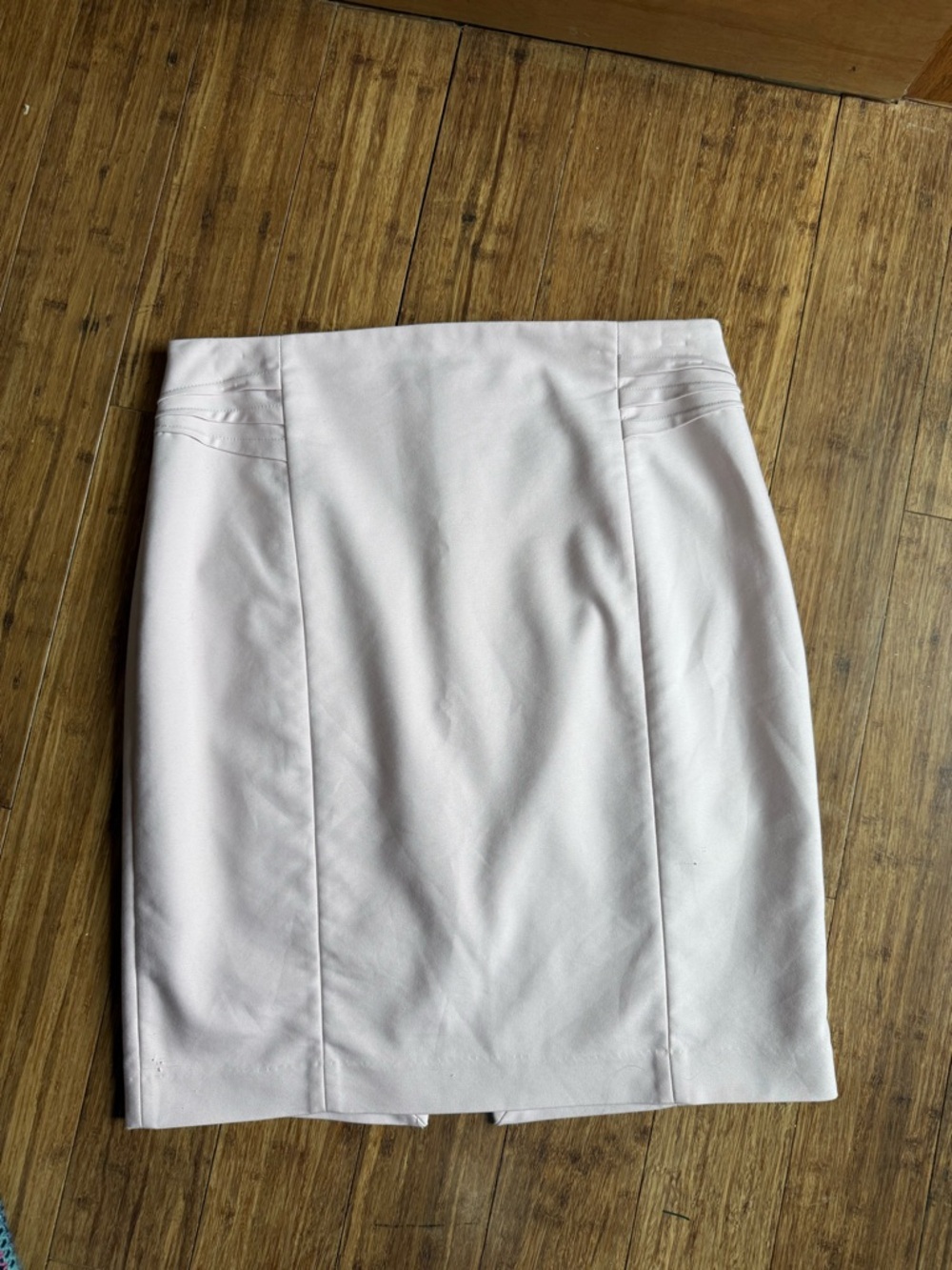 Express Pale Pink Pencil Skirt with Subtle Waist Pleats